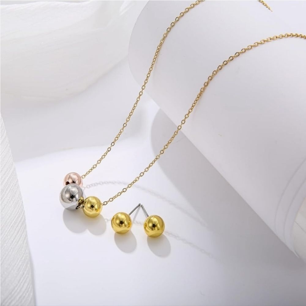 🔸️⏭️NIB Gold Plated Stainless Steel Necklace & Earring Set